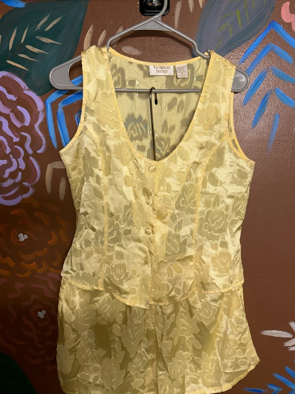 Victoria's Secret Yellow Floral Jacquard Tank 2pc set